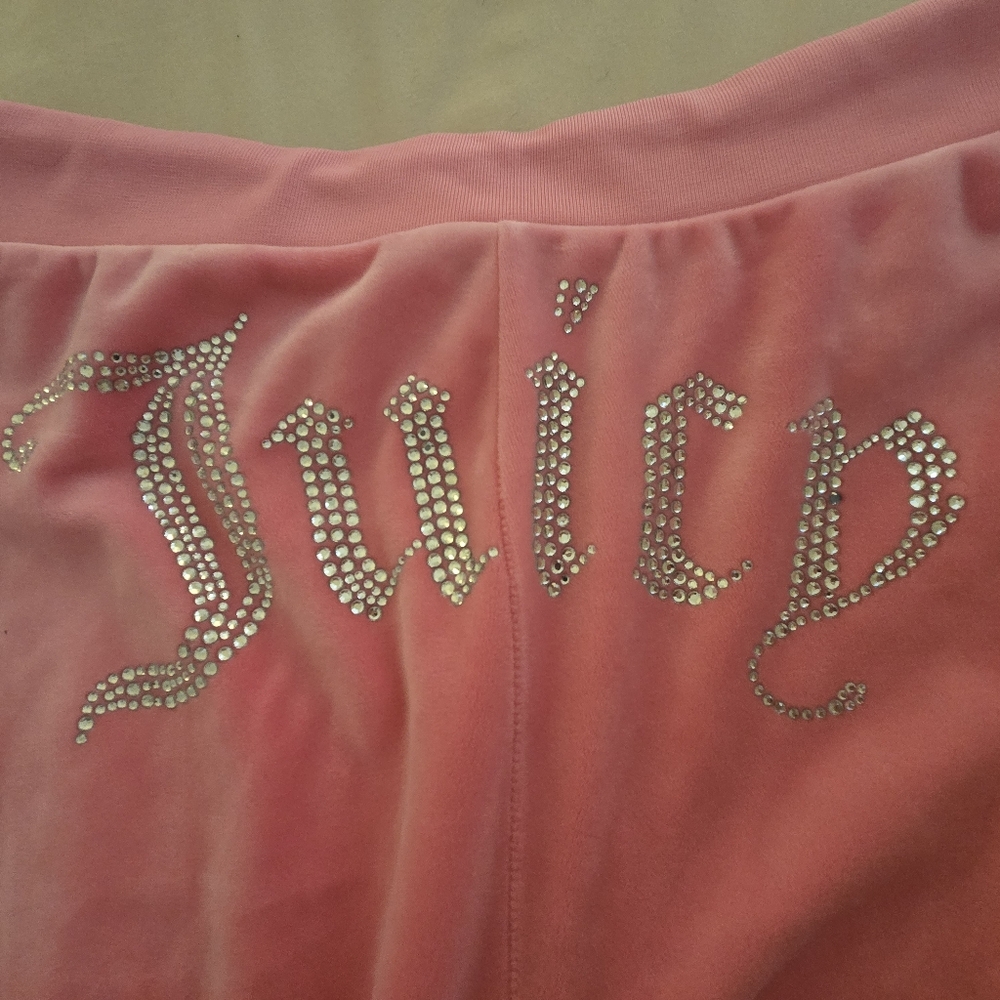 Juicy Couture Pink Velour Rhinestone Pants
